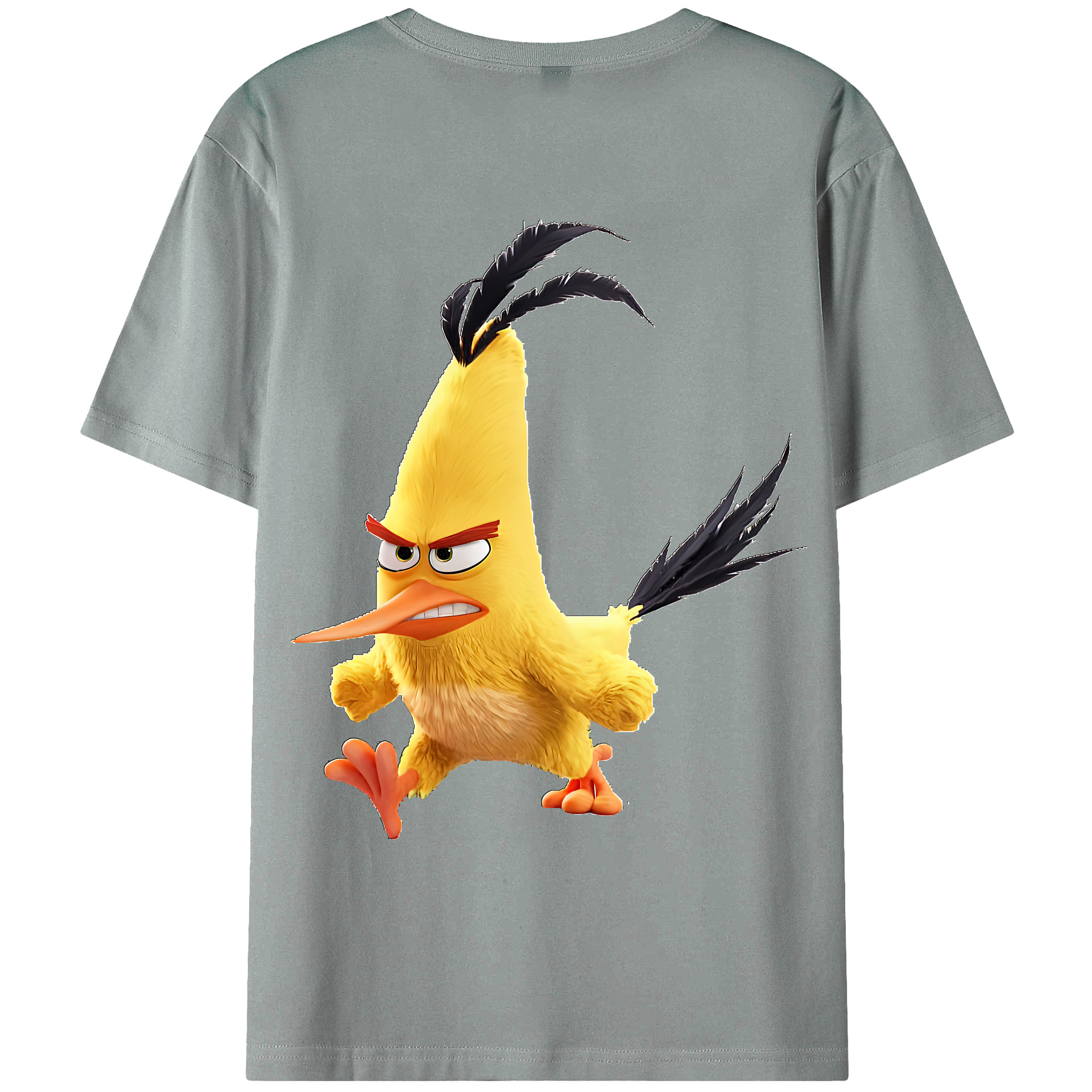 （画像用） Angry Birds アングリーバード 綿100％ メンズ半袖Tシャツ（バックプリント） 通気性